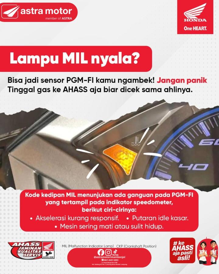 Lampu MIL Menyala? Kepala AHASS Astra Motor Imam Bonjol Ingatkan Konsumen Segera Lakukan Pengecekan